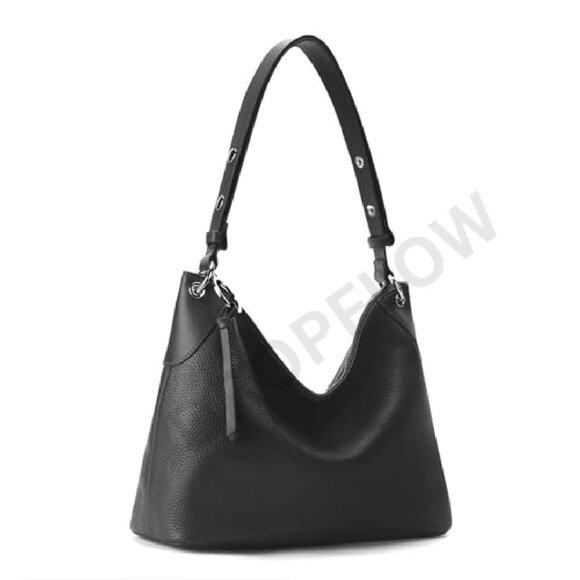 Genuine Leather Hobo Bag Crossbody Shoulder Purse Chic Minimal Elegant - Picture 2 of 8